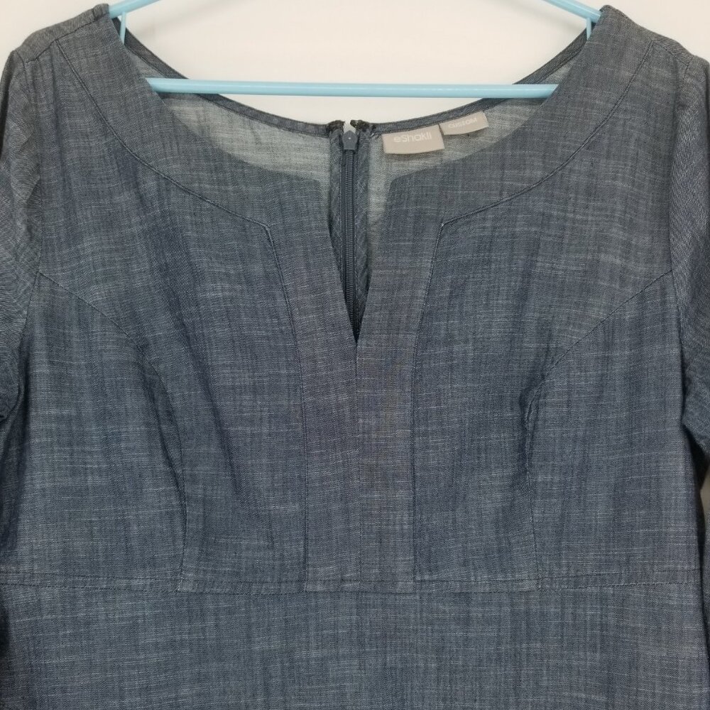 Eshakti Cotton Midi Dress - Lightweight Denim, Retro Styling, Sheath/A-line Fit - Picture 4 of 5